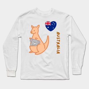 Cute I Love Australia Kangaroo Koala Long Sleeve T-Shirt